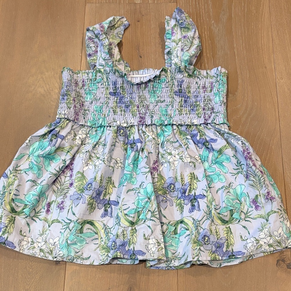 Janie and Jack Size 8 Floral Kids Top with Ruffle Straps.